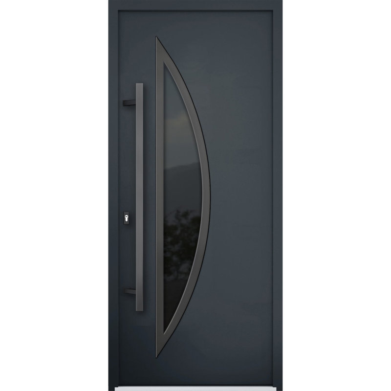 VDomDoors Deux 36 in. x 80 in. Black Steel and Aluminum Front Entry Door, Right Hand/Inswing