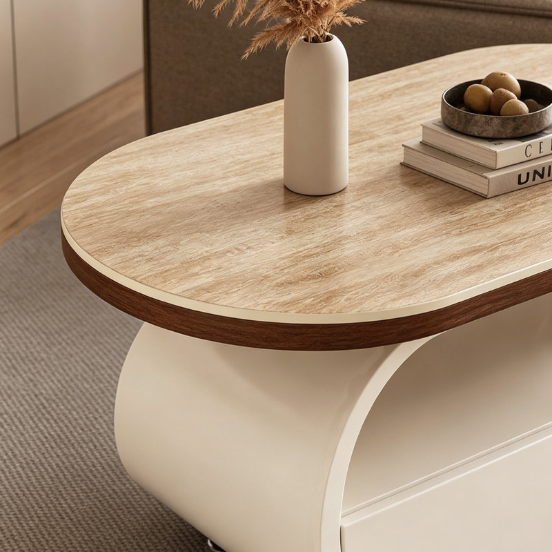 Table basse Minimalist, H 19,68 po x l 35,43 po x P 17,71 po, Brun clair / crème