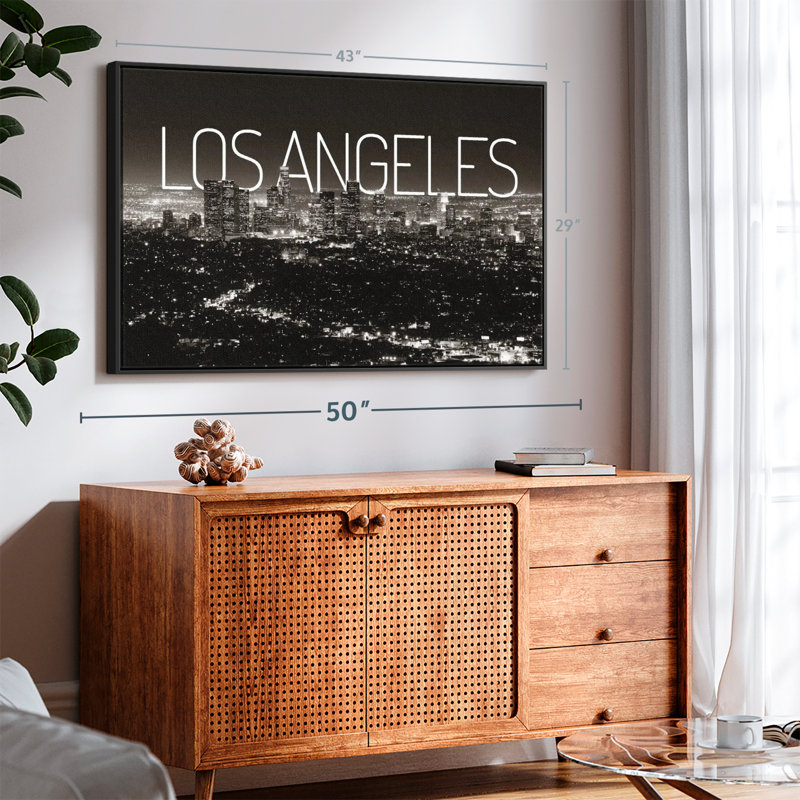 LA Night Mood sur toile, H 29 po x l 43 po, Cadre flottant