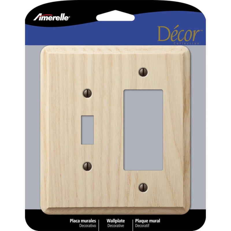 Ensemble de 1 plaque murale décorative en bois beige à 2 bandes Amerelle