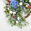 Couronne florale 28 po avec demi-anneau, verdure, baies, hydrangées, printemps, été, couronne pour porte d'entrée