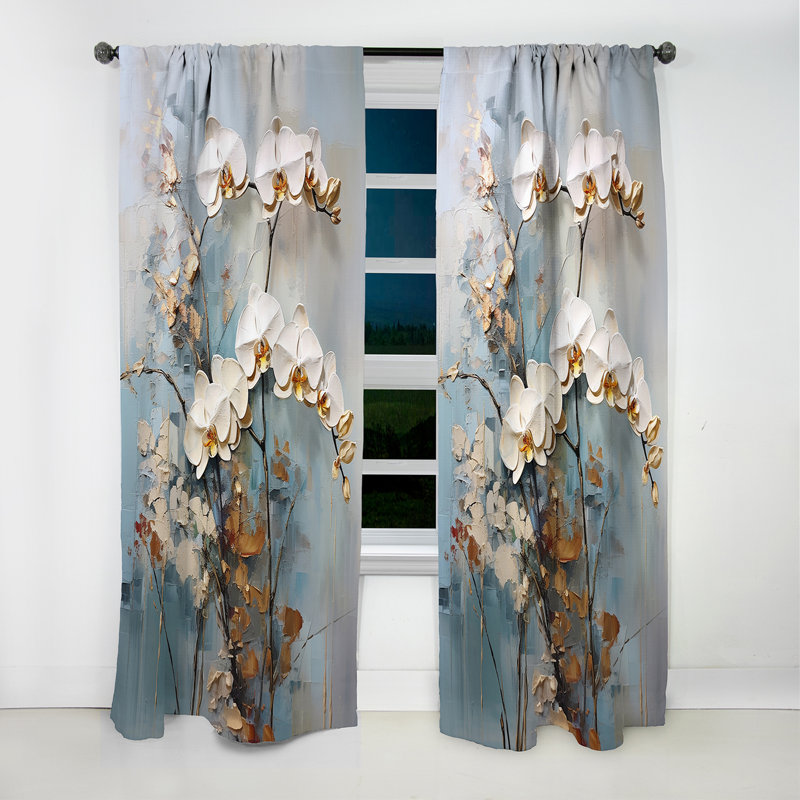 Bystrom - Rideau orchidées - Rideau occultant à motif floral - 1 panneau, L 52 po x L 108 po