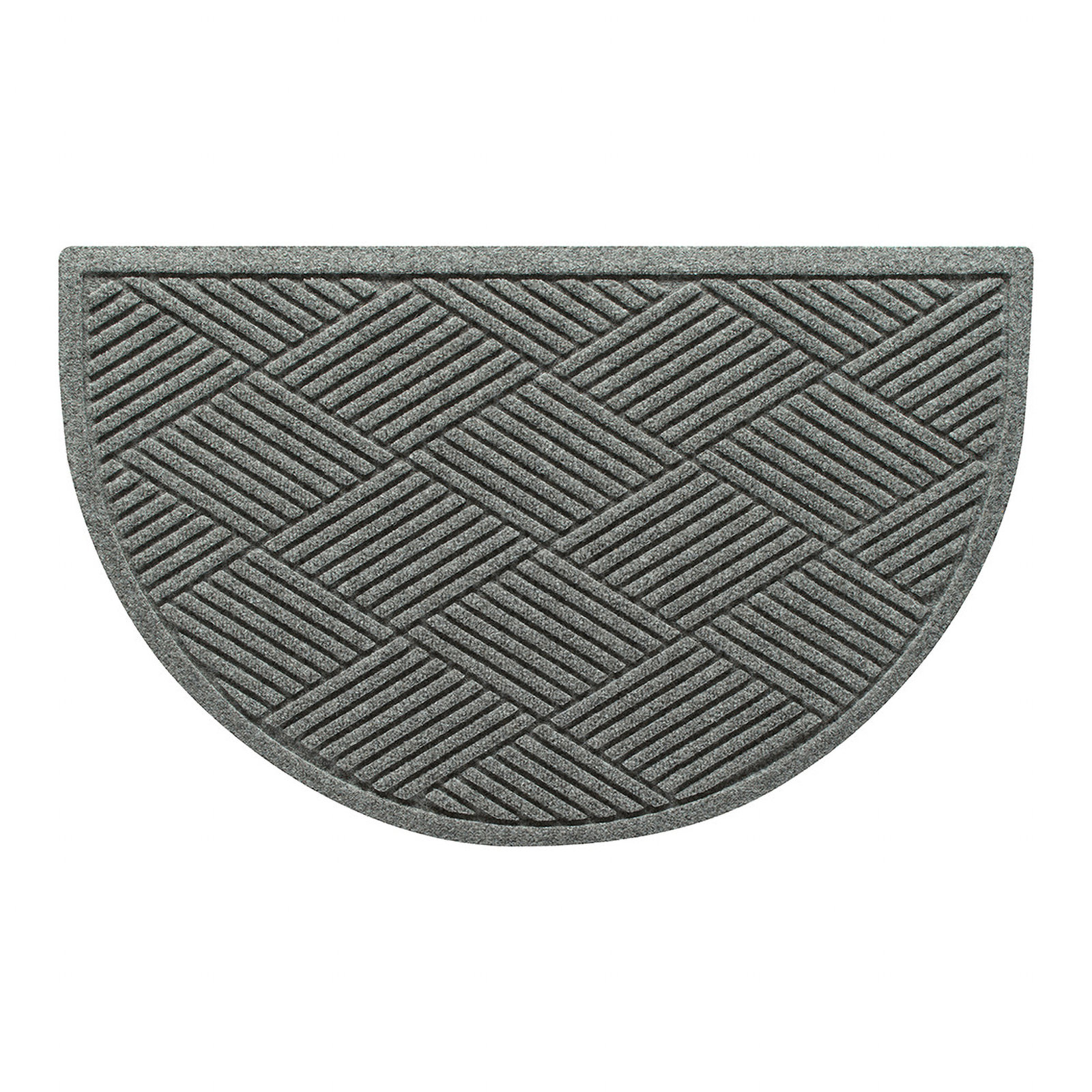 Waterhog Diamonds Indoor Outdoor Doormat, Medium Gray, Half Oval 24" x 39"