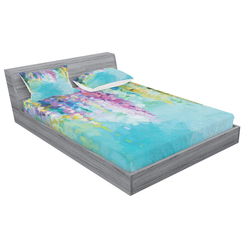 Microfiber Floral Sheet Set, Queen Sheet Set with Fitted Sheet