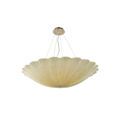 6-Light Yellow Fabric Shade Chandelier
