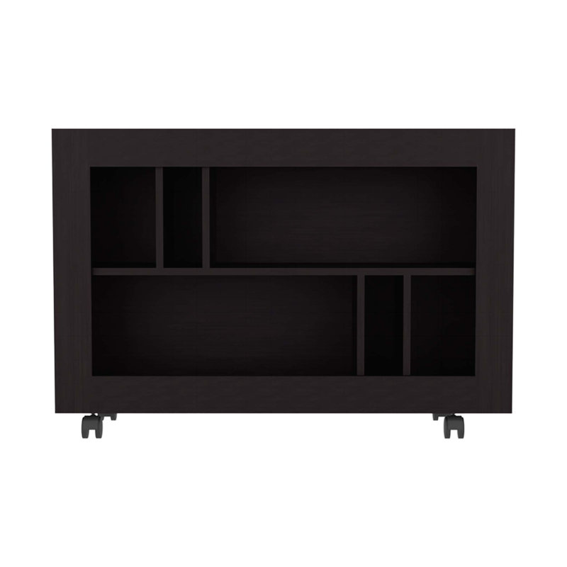 Console Table Cart, 5 Shelves, 4 Casters, Black