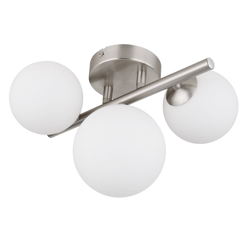 Melvern Glass Flush Mount, White, Silver