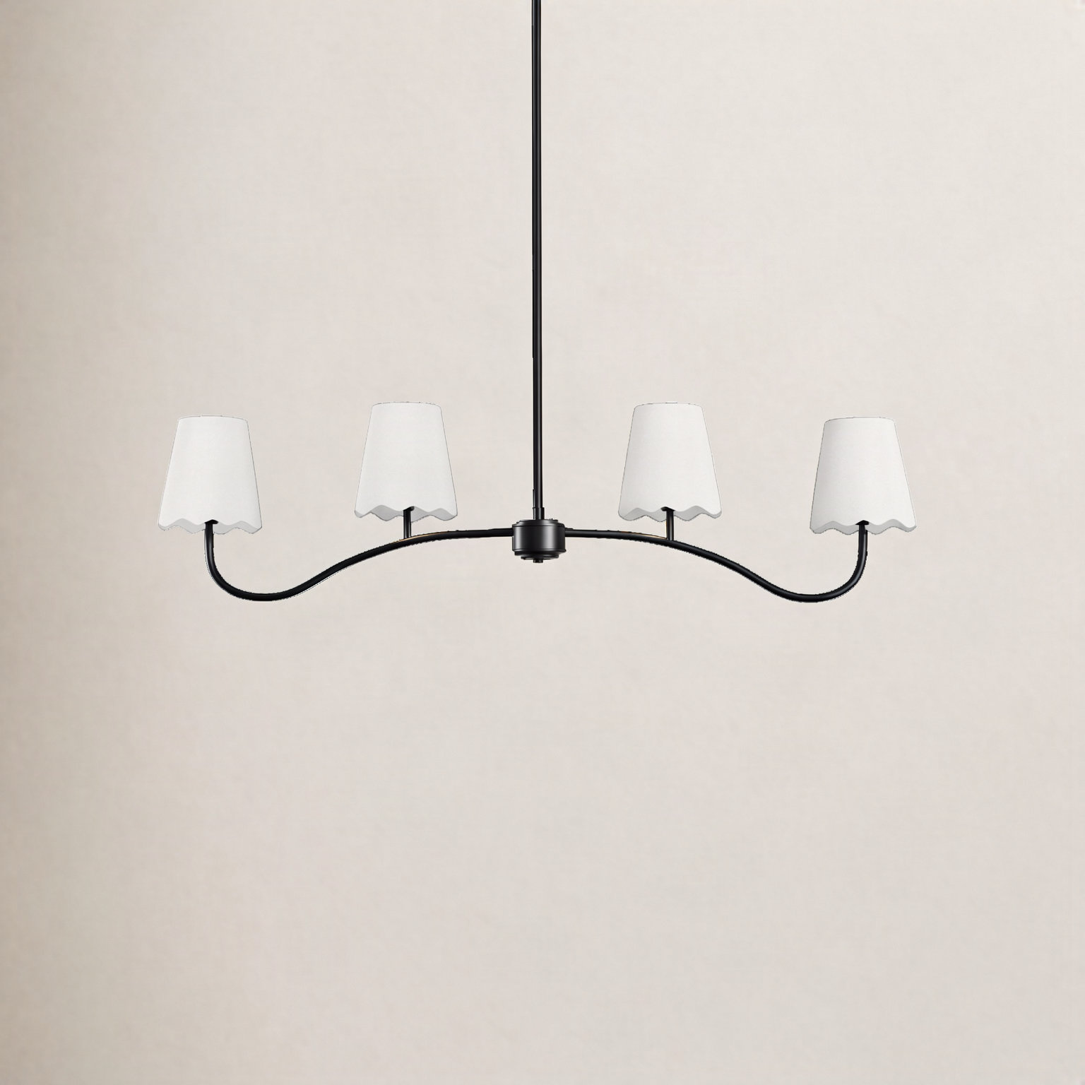 Conner Dimmable Wrought Iron 4-Light Pendant, Matte Black