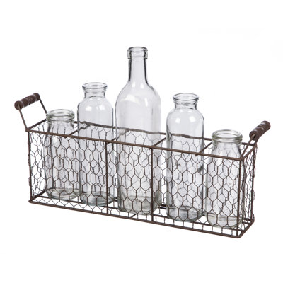Panier en fil avec 5 bouteilles
