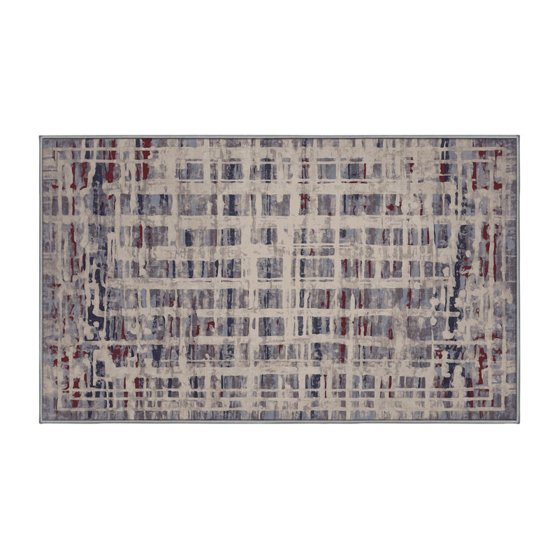 Machine Washable Gray Area Rug, Rectangle 8' x 10'