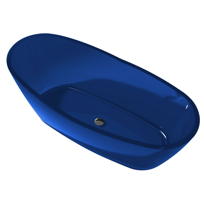 Ember 65.63'' x 32.5'' Soaking Stone Bathtub, Regal Blue