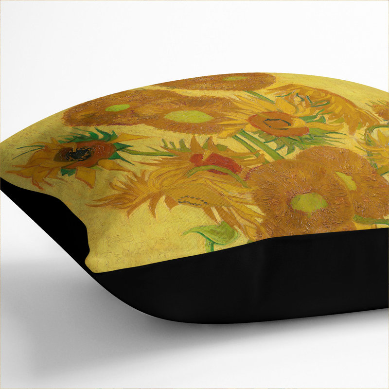 Fifteen Sunflowers Floral Square Throw Cushion, Black, 40cm H x 40cm W x 15cm D