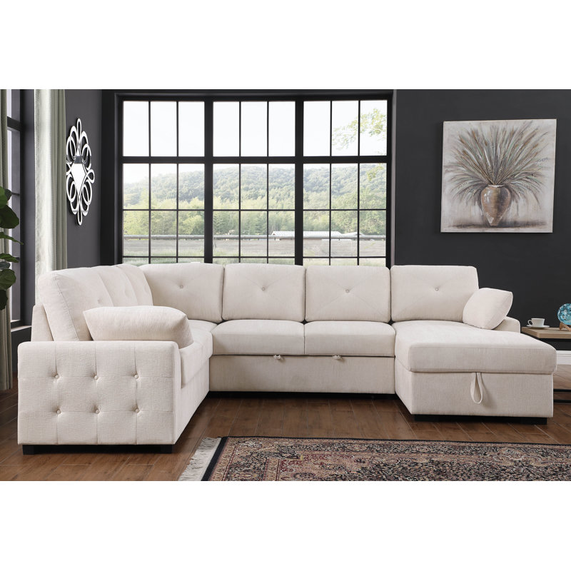 Canapé modulaire en coin Nyhan, Chenille beige