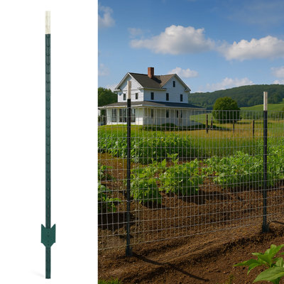 7FT Heavy Duty No Dig Steel T-Post with T-Channel and Anchor Plate for Farm, Garden, Orchard, and Outdoor Fencing, Single