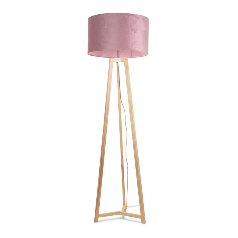 Rhavyn 148cm Traditional Floor Lamp, Blush Pink, Natural