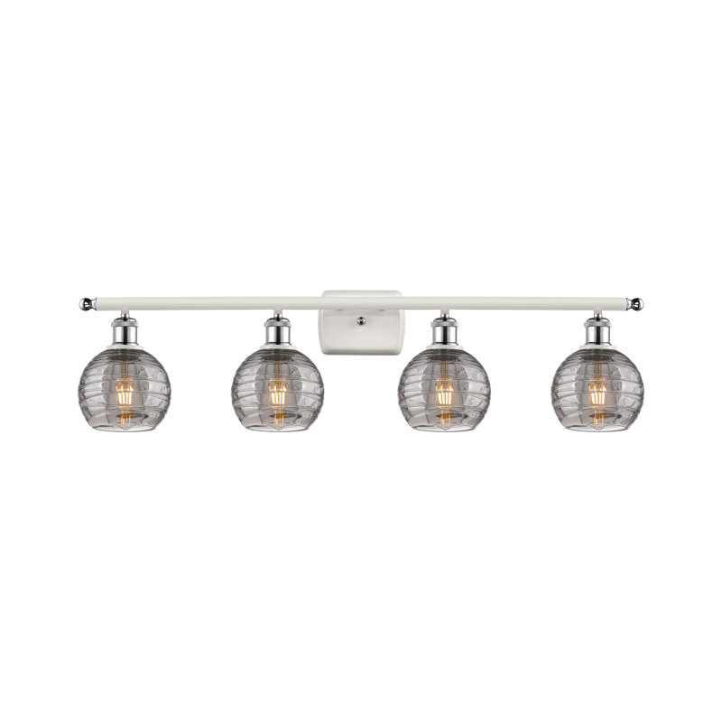 4 - Light Dimmable Vanity Light, White Polished Chrome
