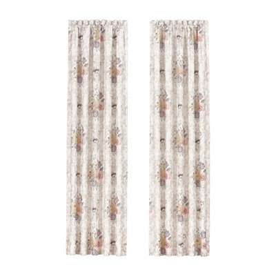 Chardonnay Floral Rod Pocket Curtain Panels