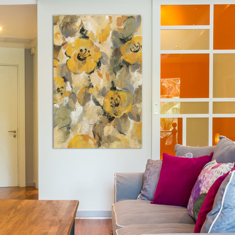 Jaune floral, reproduction d’art sur toile tendue, H 18 po x l 12 po x P 1,5 po