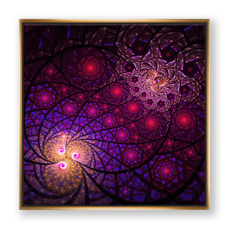 Fractal Flames - Impression sur toile, H 16 po x l 16 po x p 1 po, Toile encadrée d'or