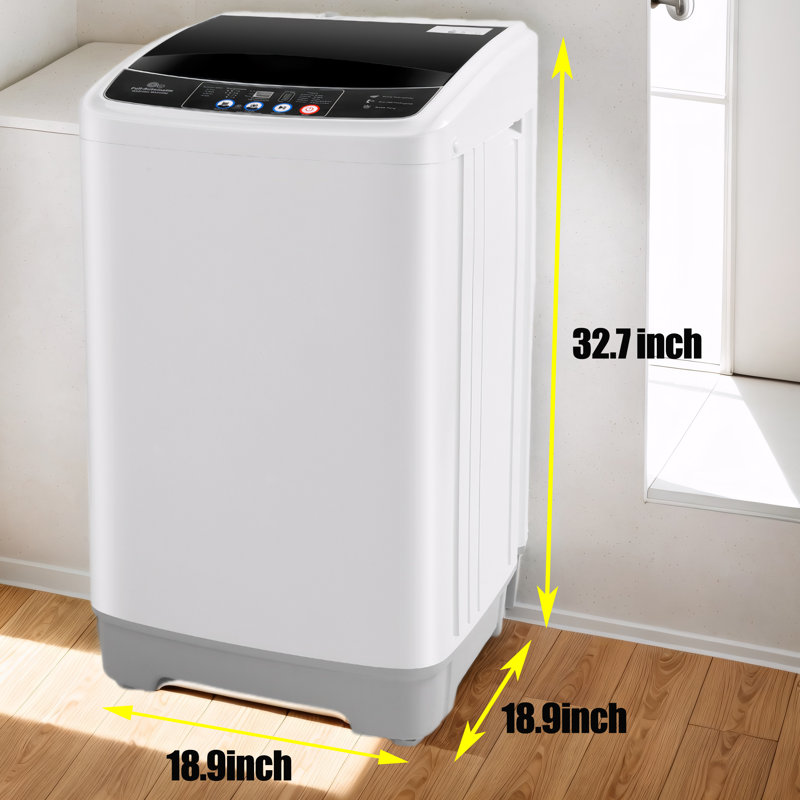 Himimi Delia 2.4 Cubic Feet cu. ft. High Efficiency Portable Washer & Dryer Combo with Child Safety Lock, White/Black