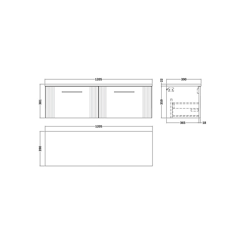 Deco 121.49cm Double Bathroom Vanity Base Only, Satin Blue