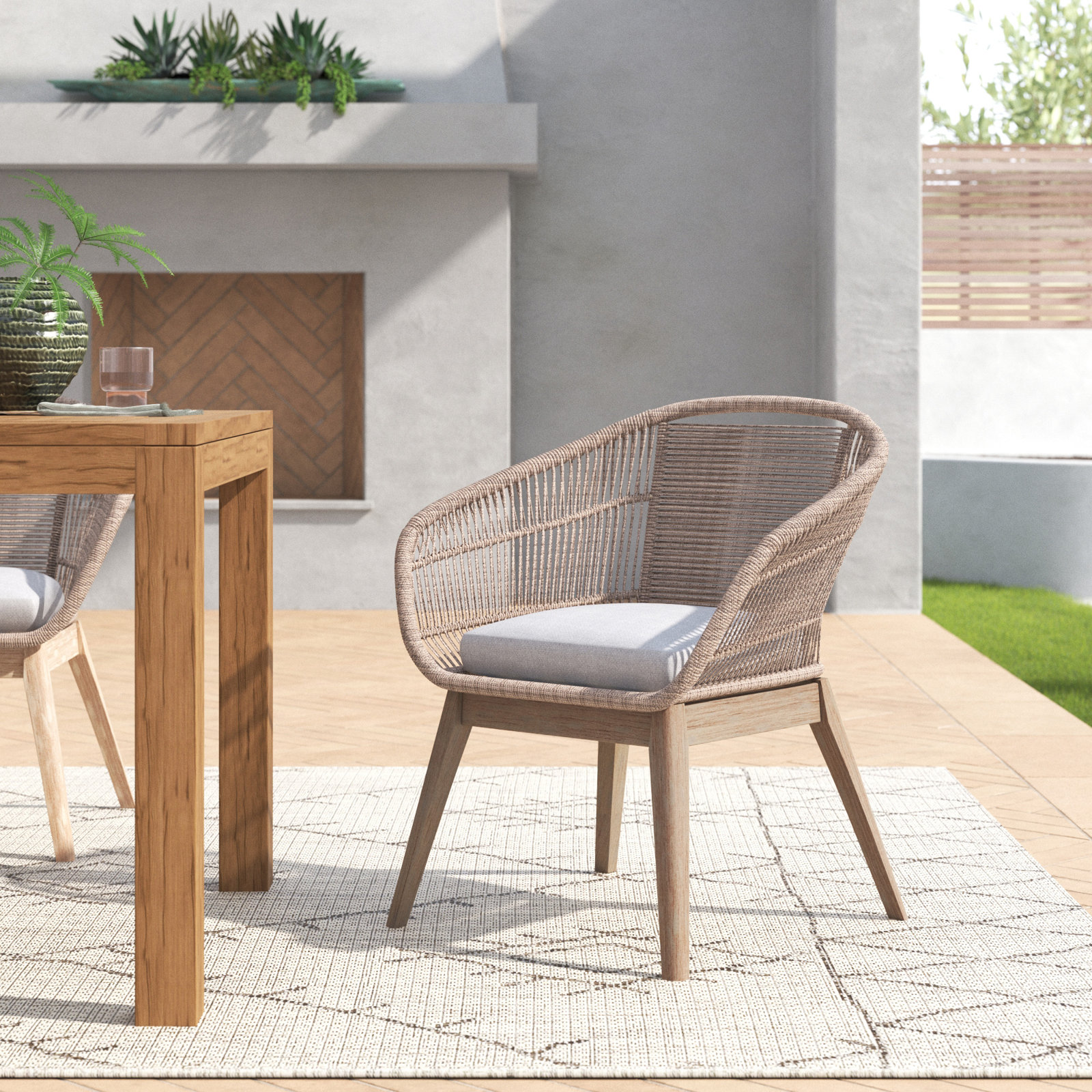 Eucalyptus Rope Patio Armchair, Light Eucalyptus/Beige