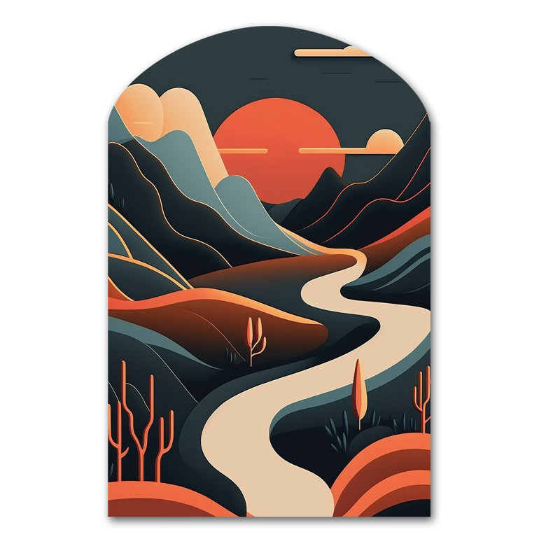 Pin, paysage graphique en terre cuite, paysage de paysage III, H 34 po x l 25 po