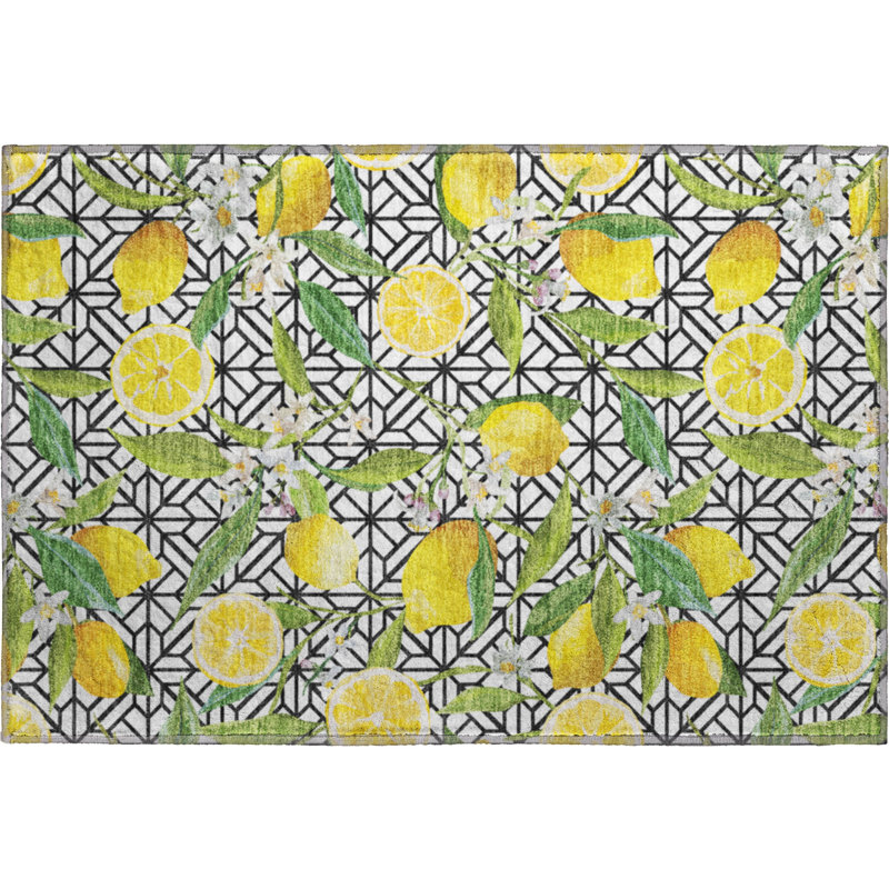 Premium Machine Washable Bradenburg AMF160 Yellow Rug, Rectangle 1'8" x 2'6"