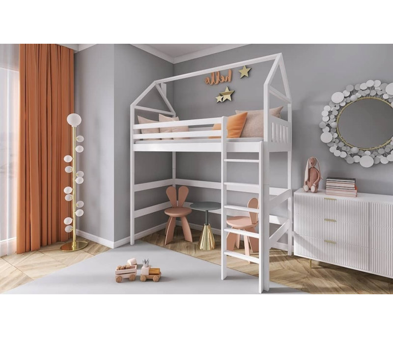 Persea 90 X 190cm High Sleepers House Beds with Trundle Included, White