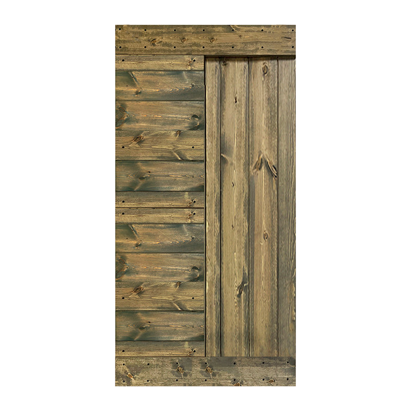 Gray Solid Wood Multipanel Modern Barn Door Slab