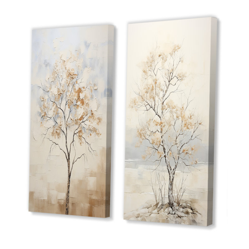 «Minimalisme», arbre d'érable beige et mélodie, H 28 po x l 25 po, Toile tendue