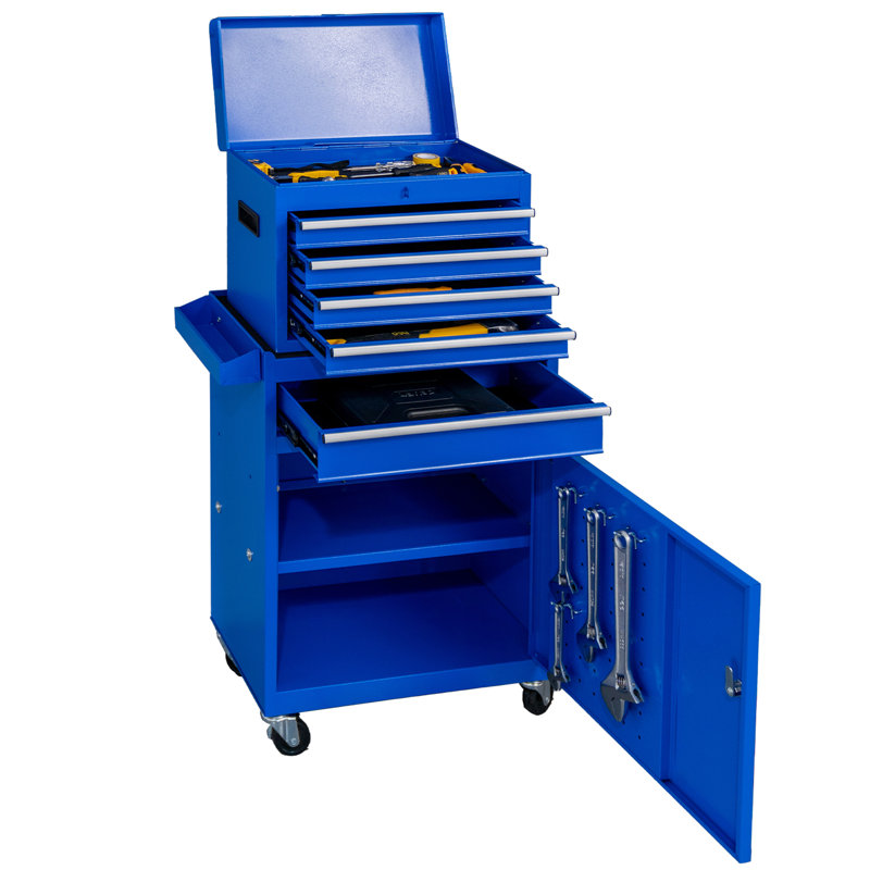 Boaman 5-Drawer Steel Combination Rolling Tool Chest Set, Blue