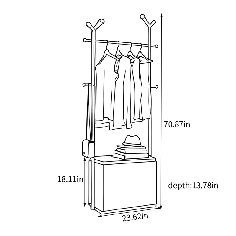 Imported Ash Wood Coat Rack with Storage
