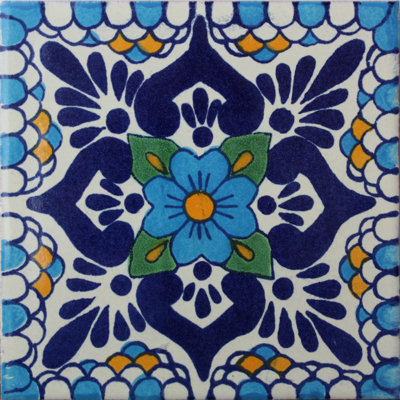 6" x 6" 4pcs TalaMex Montijo Talavera Mexican Tile