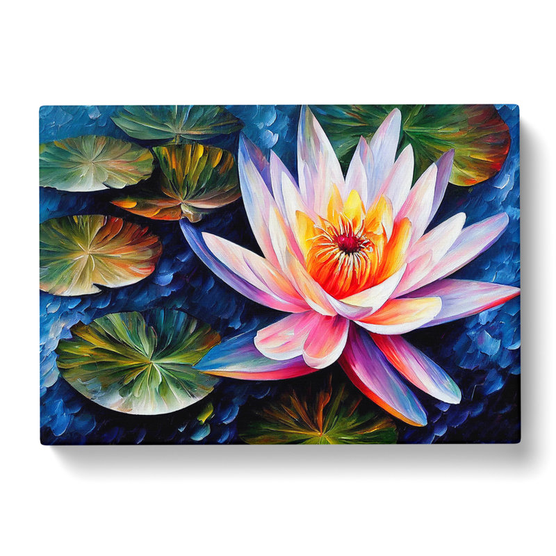 Painted Water Lily Flower Abstract - Wrapped Canvas, 50cm H x 76cm W x 3cm D