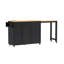Îlot de cuisine 74,8 po avec table de salle à manger extensible, prise de courant et 3 tiroirs (noir)-129470404