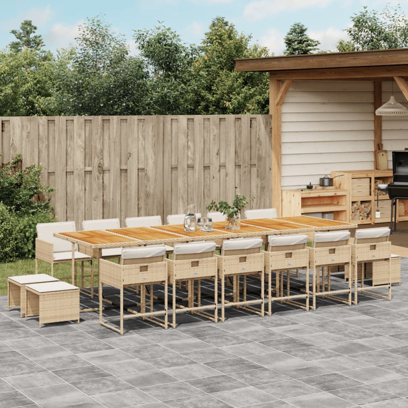 Garden Dining Set Beige, Brown