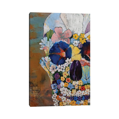 Flower Skull by Michael Creese - Wrapped Canvas Painting