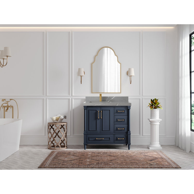 Aberdeen 36'' Single Bathroom Vanity with Top, Piatra Gray