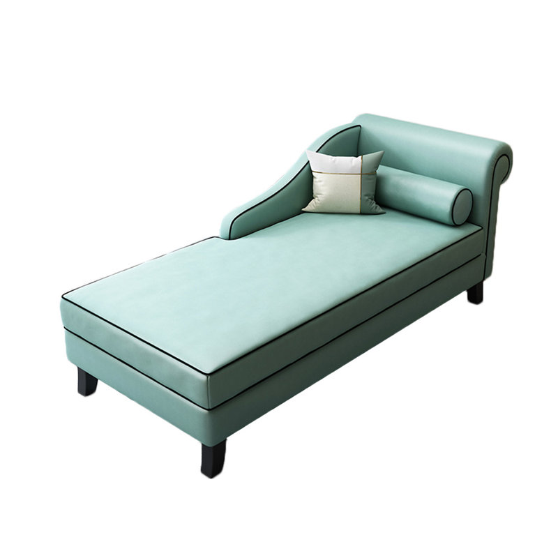 Chaise longue rembourrée Gibeon, Cyan, Accoudoir à droite (vu de face)