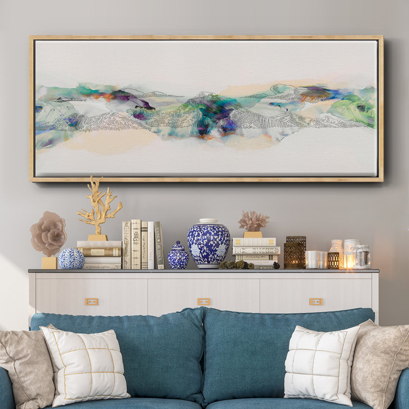Abstract Mountain Range- Framed Canvas, 20" H x 50" W