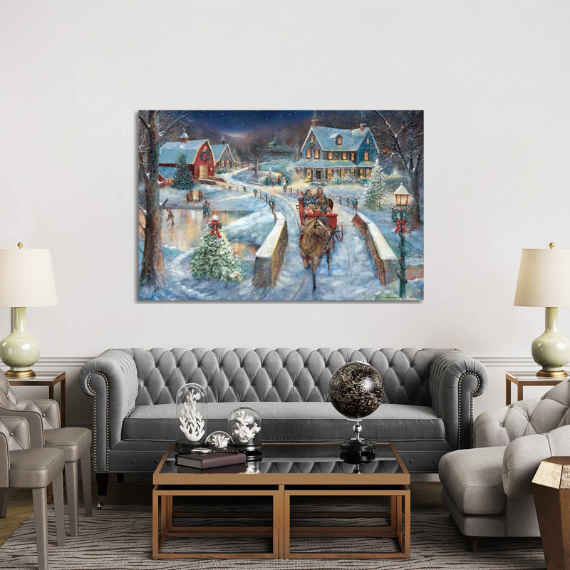 «Evening Sleigh Bells» par Ruane Manning - reproduction d'art, H 40 po x l 60 po x P 1,5 po, Toile tendue, Aucun mat