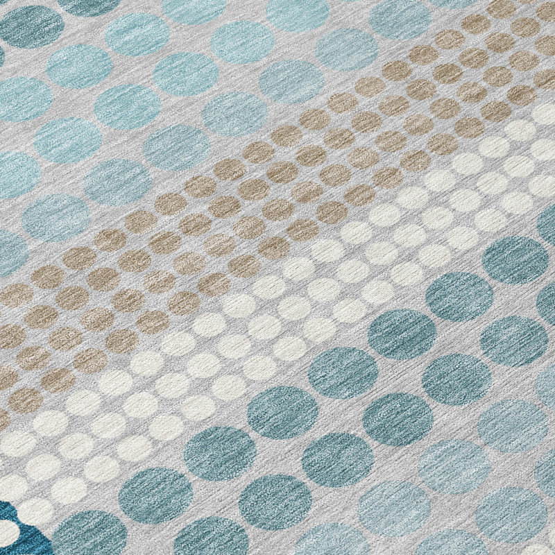 Tapis géométrique intérieur / extérieur lavable à la machine Chantille ACN2445, 1 pi 8 po x 2 pi 6 po, Sarcelle