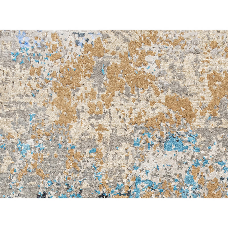 Handmade Silk and Wool Abstract Area Rug