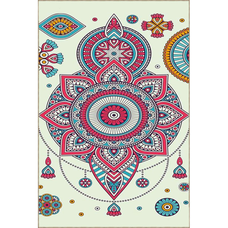 Tapis rose lavable à la machine, Rectangle 4'7" x 6'7" Rug Pad Included