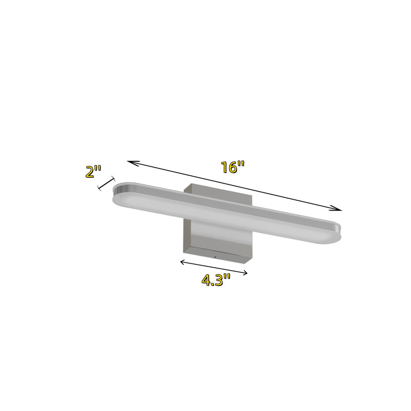 Luminaire de salle de bain à intensité variable à DEL, H 3,3 po x l 15,7 po x P 4,3 po