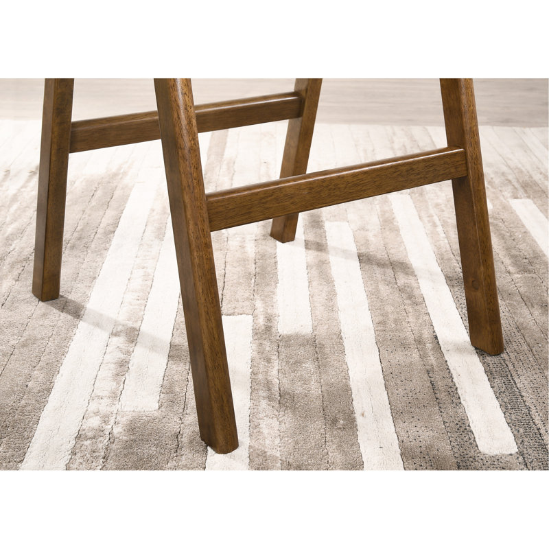 2 tabourets de hauteur de comptoir empilables de style Mid-Century moderne, en bois d'hévéa massif, couleur noyer, assise confortable avec l 16 po x P 19,08 po et H 29,55 po