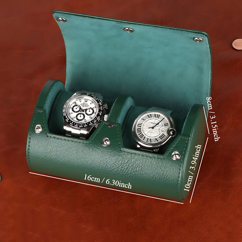 Boîte à montre en cuir +, Vert
