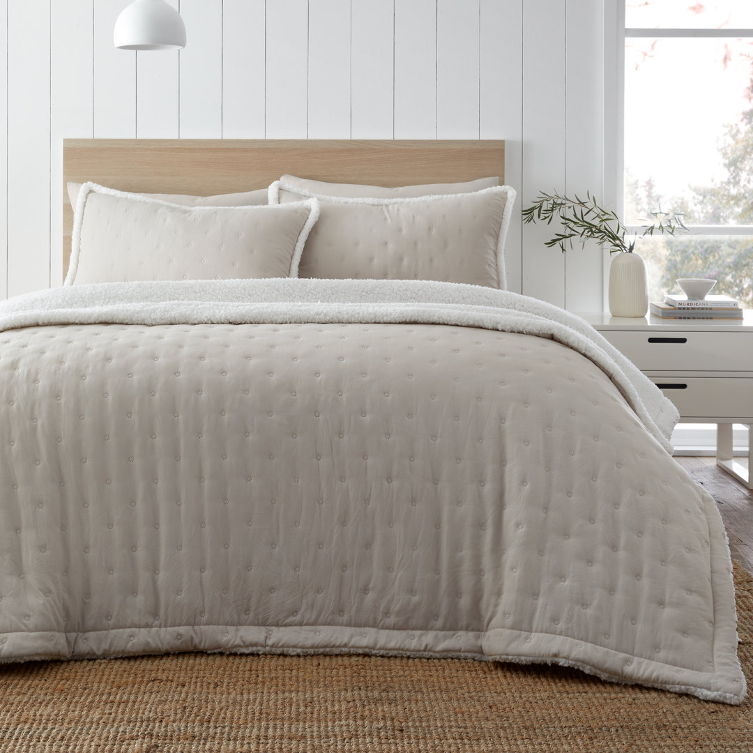 Catherine Lansfield Unisex Natural Cosy And Warm Nori Soft Sherpa Bedspread - Image 2