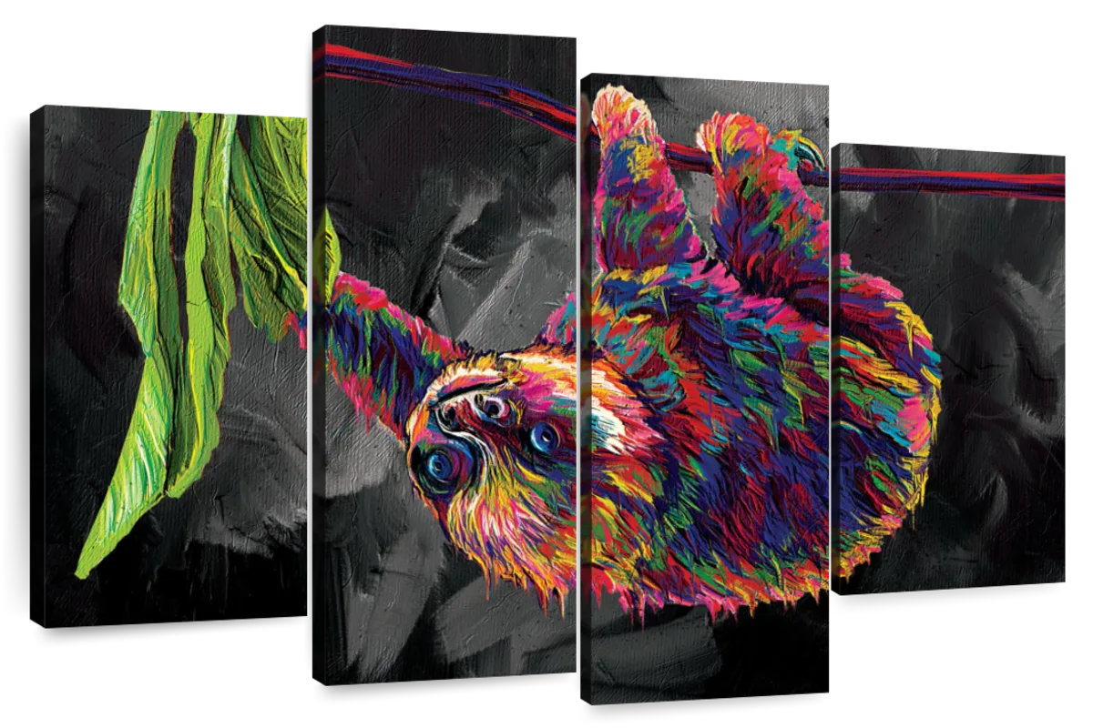Ebern Designs Brampt Sloth Searching Food Abstract Color | Wayfair